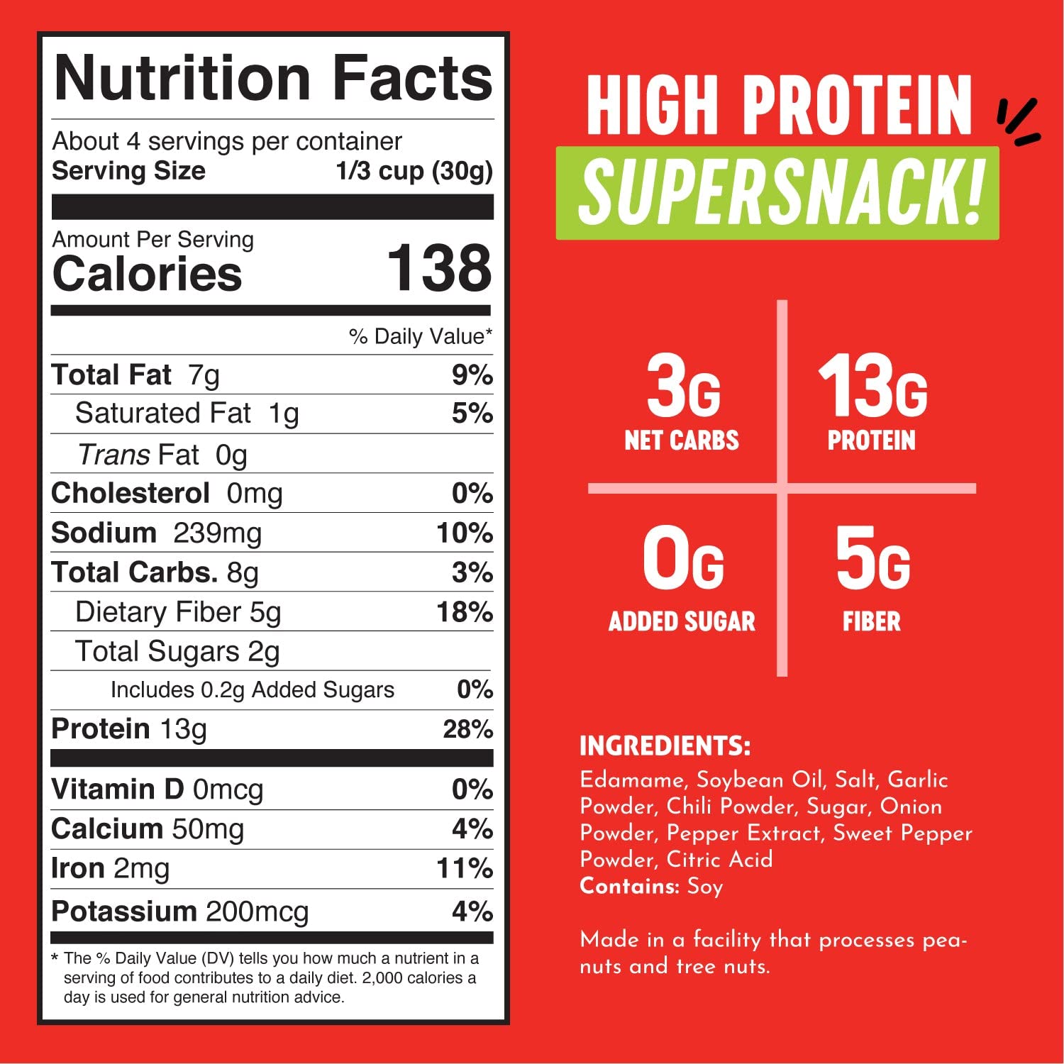 Crunchy Roasted Edamame Snack (Sriracha), High Protein Snacks (13G) Healthy Protein Chips, Keto Friendly Food (2G Net), Plant-Based Vegan Snacks, Office Snacks, Spicy Snack, 4Oz (3 Pack)