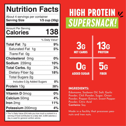 Crunchy Roasted Edamame Snack (Sriracha), High Protein Snacks (13G) Healthy Protein Chips, Keto Friendly Food (2G Net), Plant-Based Vegan Snacks, Office Snacks, Spicy Snack, 4Oz (3 Pack)